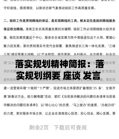 落实规划精神简报：落实规划纲要 座谈 发言 