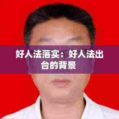 好人法落实:好人法出台的背景