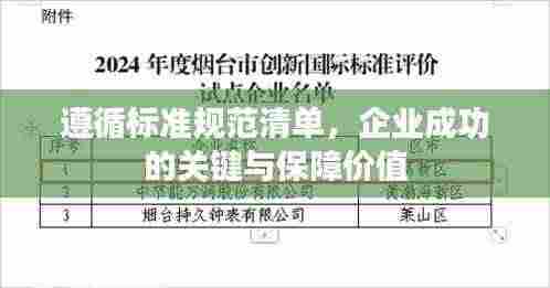 遵循标准规范清单,企业成功的关键与保障价值
