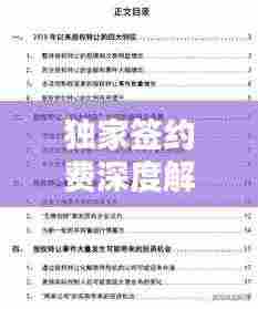独家签约费深度解析，含义、影响因素与重要性探讨