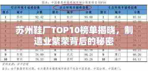 苏州鞋厂TOP10榜单揭晓，制造业繁荣背后的秘密