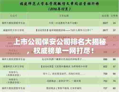 上市公司保安公司排名大揭秘,权威榜单一网打尽!