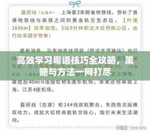 高效学习粤语技巧全攻略，策略与方法一网打尽